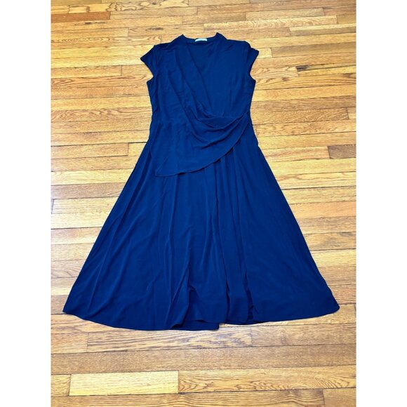 M.M. Lafleur Womens Dress Size XL Navy Blue Midi Flowy Fit Flare Evening Party - Picture 1 of 9